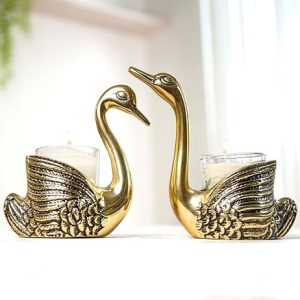 metal pair of swan decore