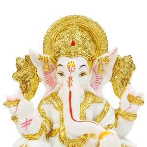 Avighna Ganesh Idol for Home Ganpati Murti Statue for Living Room: Divine Polyresin Sculpture with Golden Accents for Home, Office, or Temple Housewarming Wedding Big Size